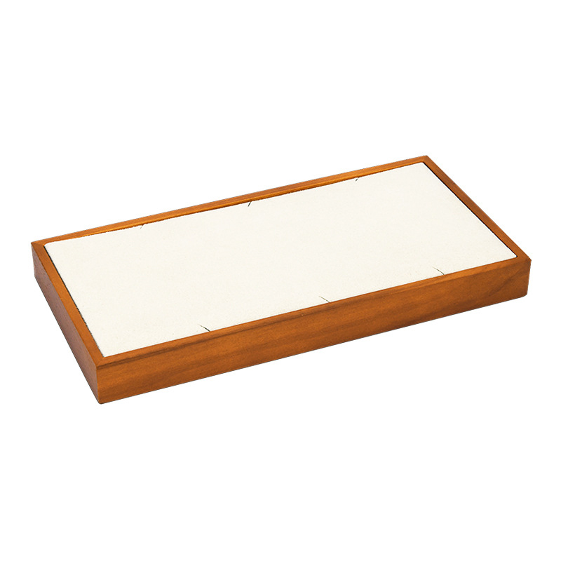 52-Solid wood beige 3-bit necklace tray 22x11x2.3cm