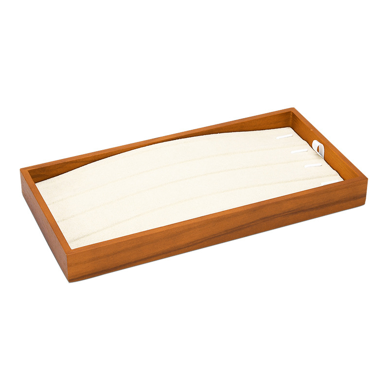 53-Solid wood beige 4-digit bracelet tray 22x11x2.3cm