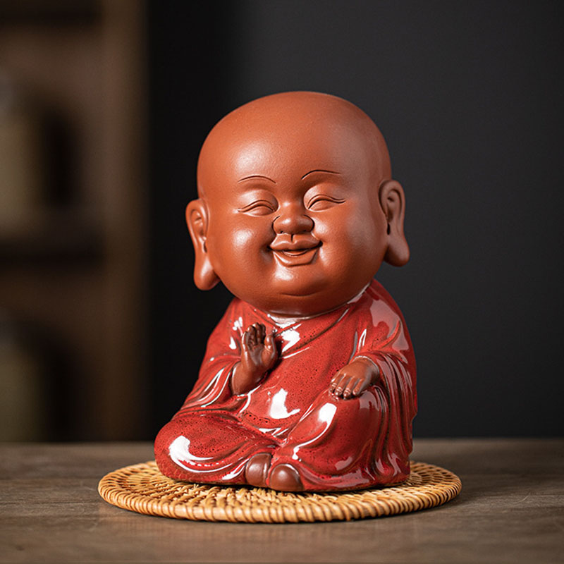 Big head monk (kiln turns red)rattan mat simple packaging