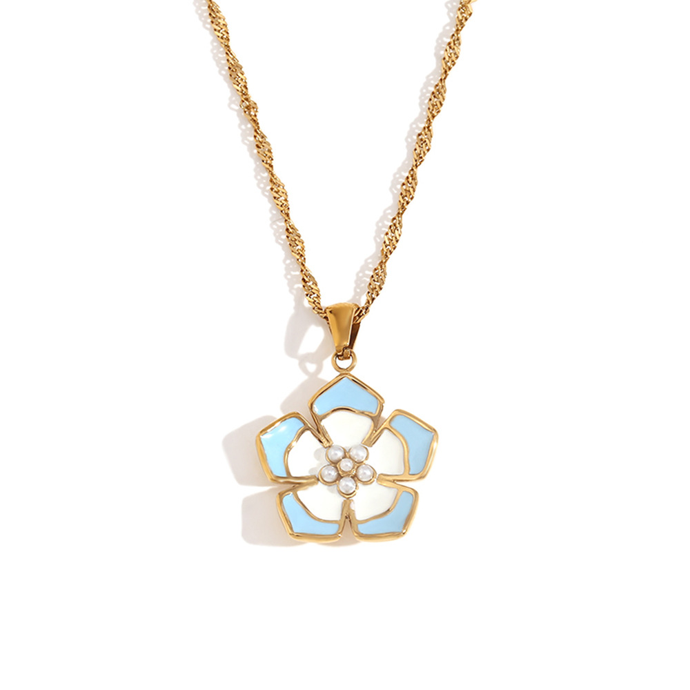 1:Necklace gold-blue and white