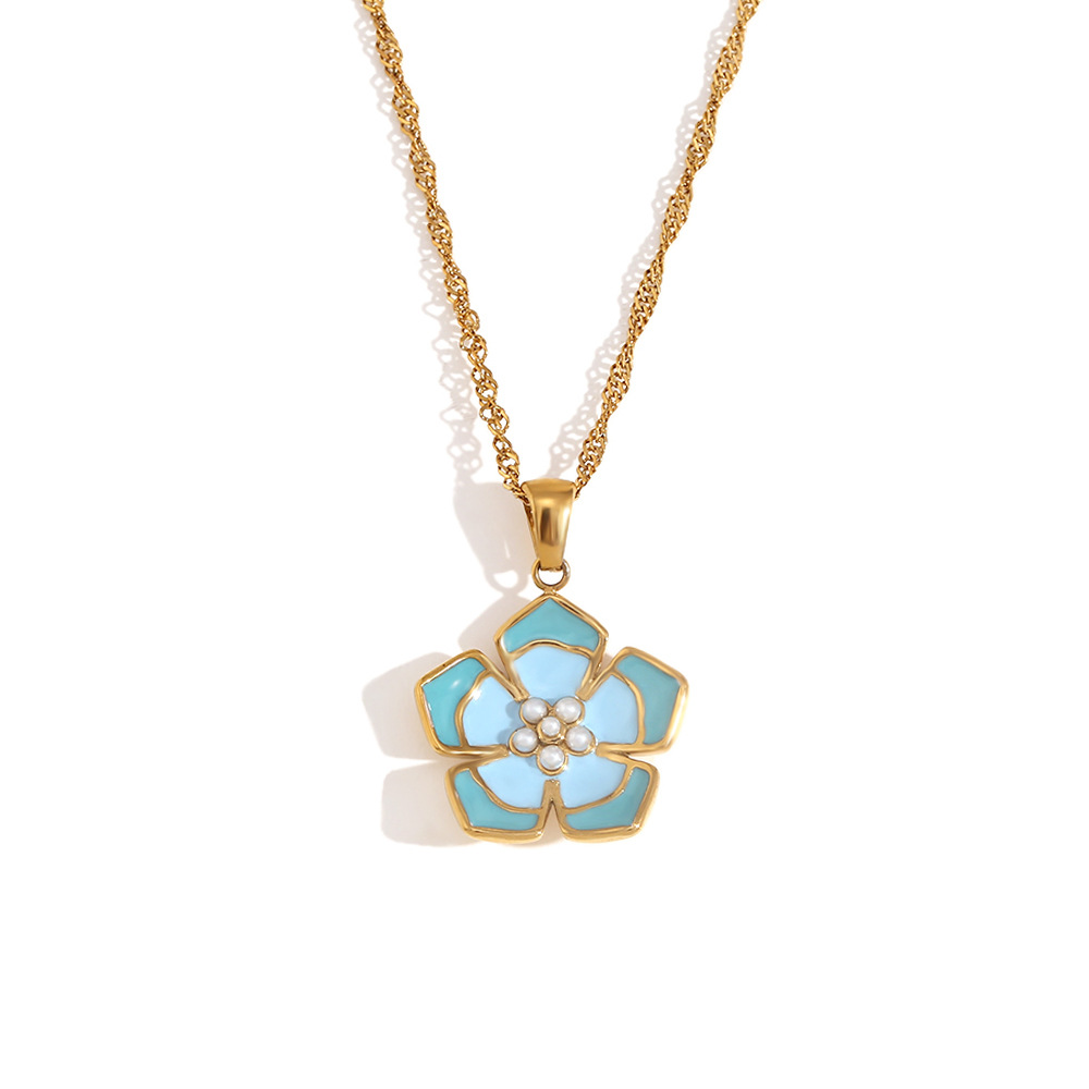 2:Necklace gold-double blue