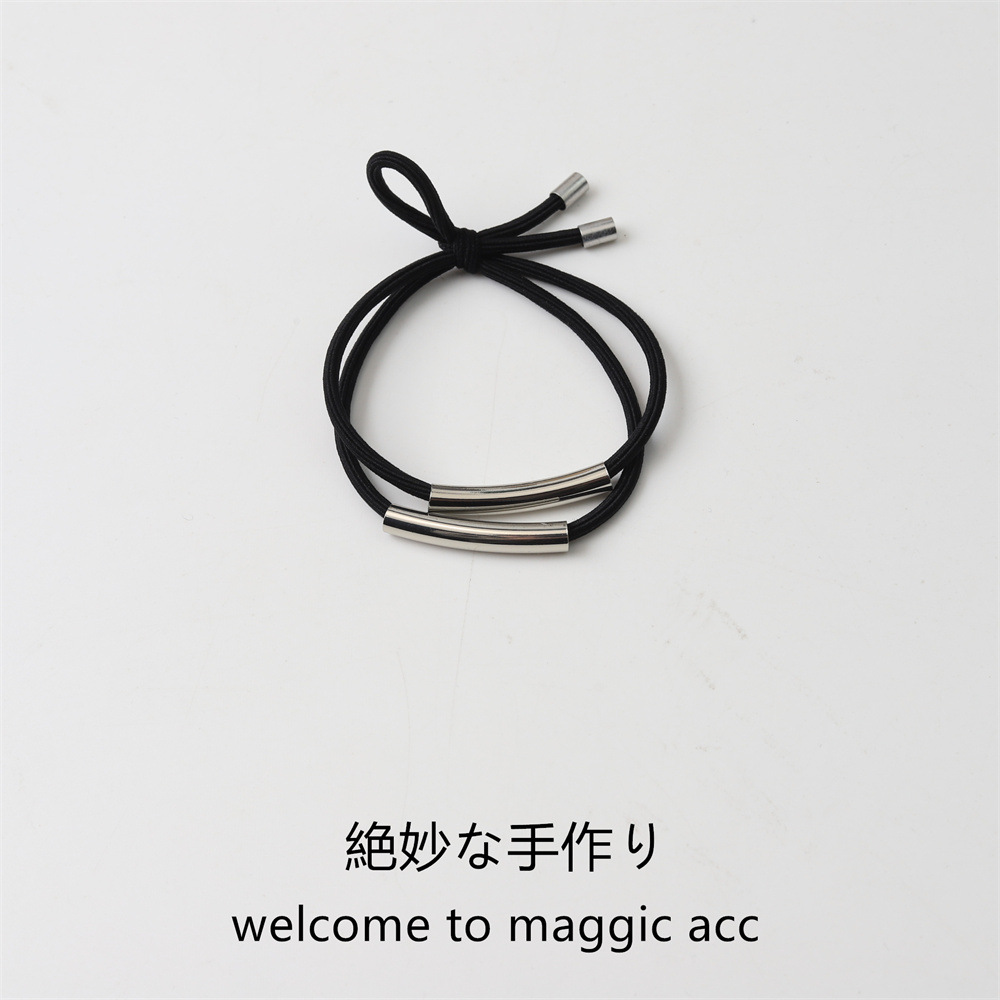 Silver round tube hair tie 5.8x5.8x1cm