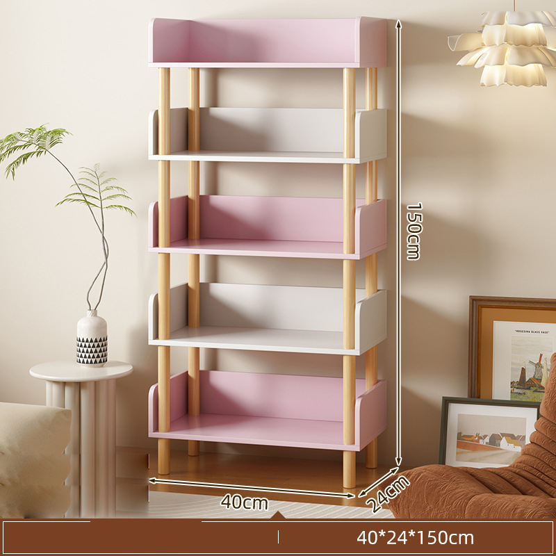 Five layers of solid wood legs pink white 40*24*150cm