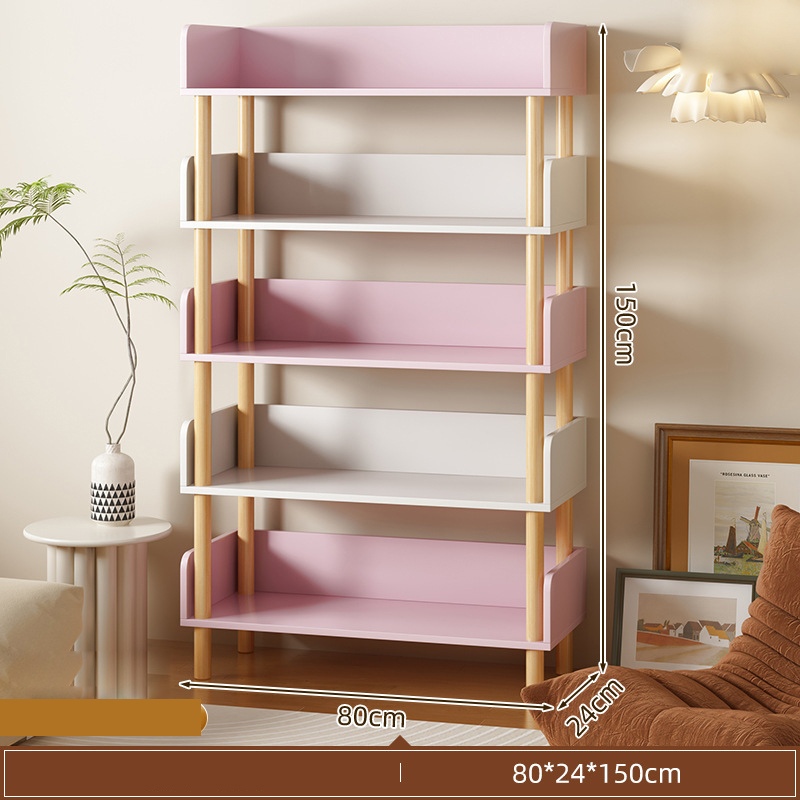 Five layers of solid wood legs pink white 80*24*150cm