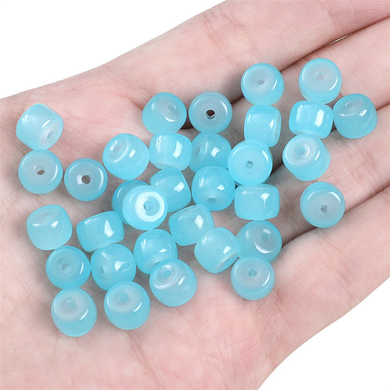 drum beads blue 8x6mm