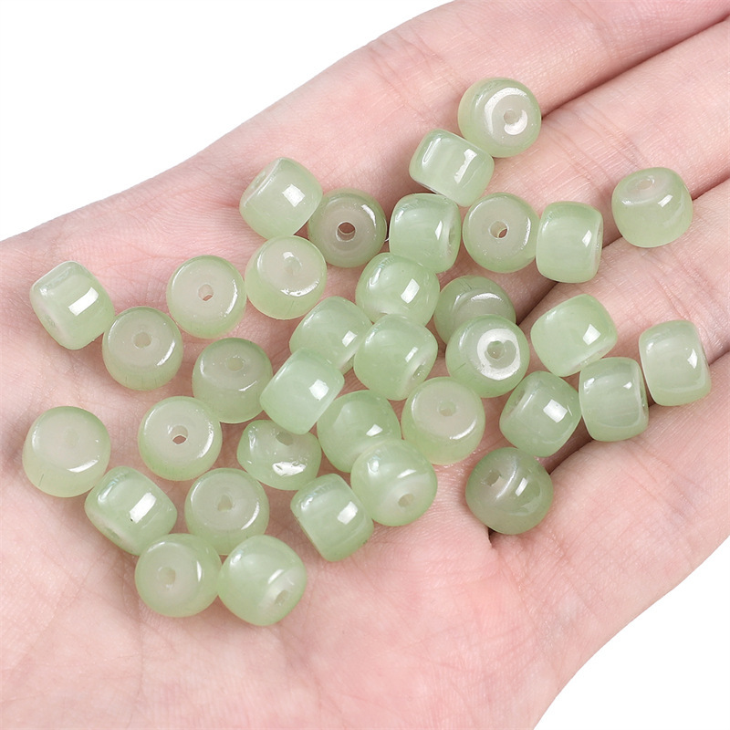 27:drum beads green 8x6mm