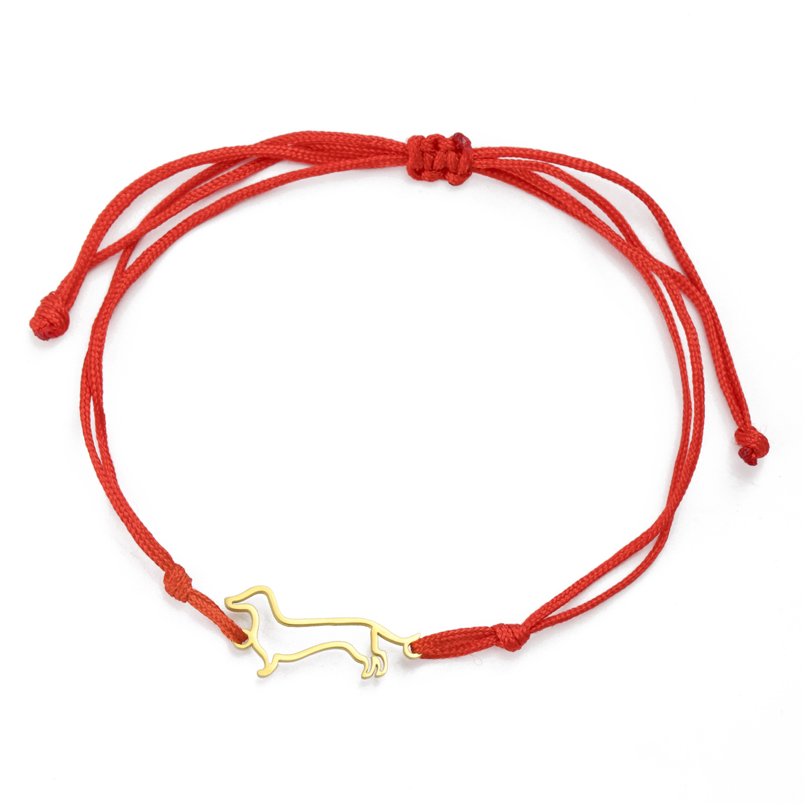 Gold pendant wax rope bracelet