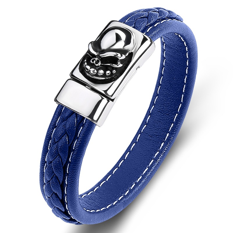 A blue leather [steel color]