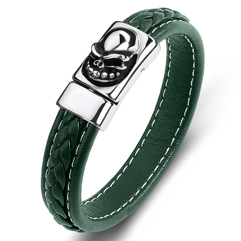 A green leather [steel color]