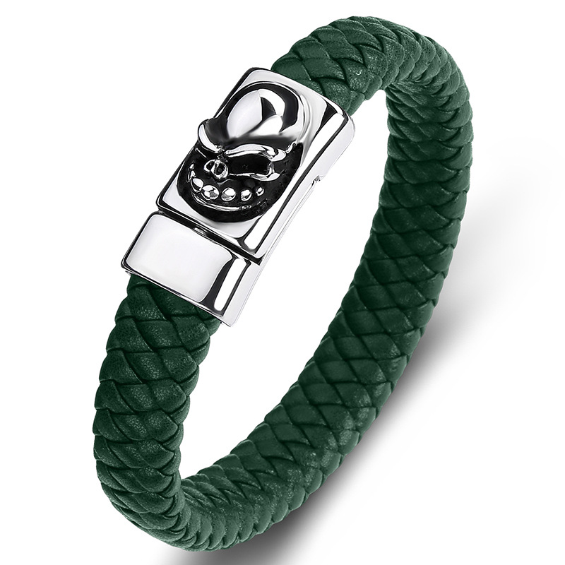 B green leather [steel color]