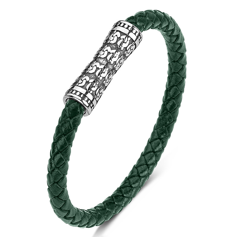 A green leather [steel color]