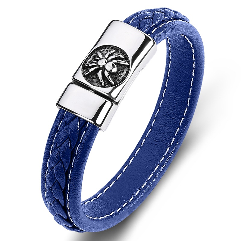 A blue leather [steel color]