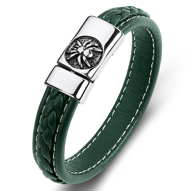 A green leather [steel color]