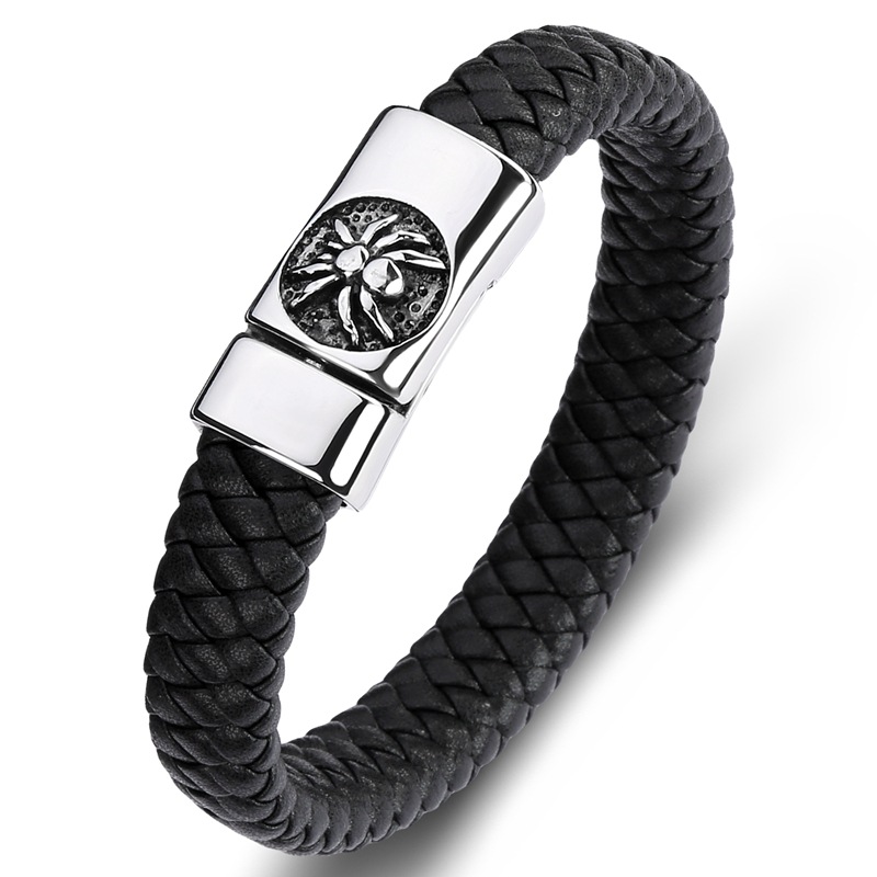 B black leather [steel color]