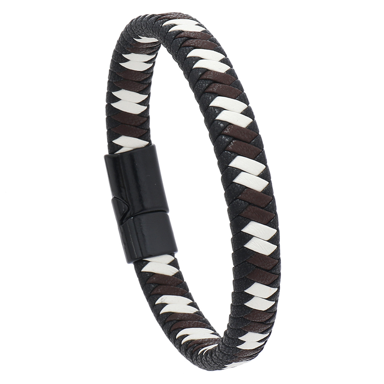 Black and white brown leather black buckle