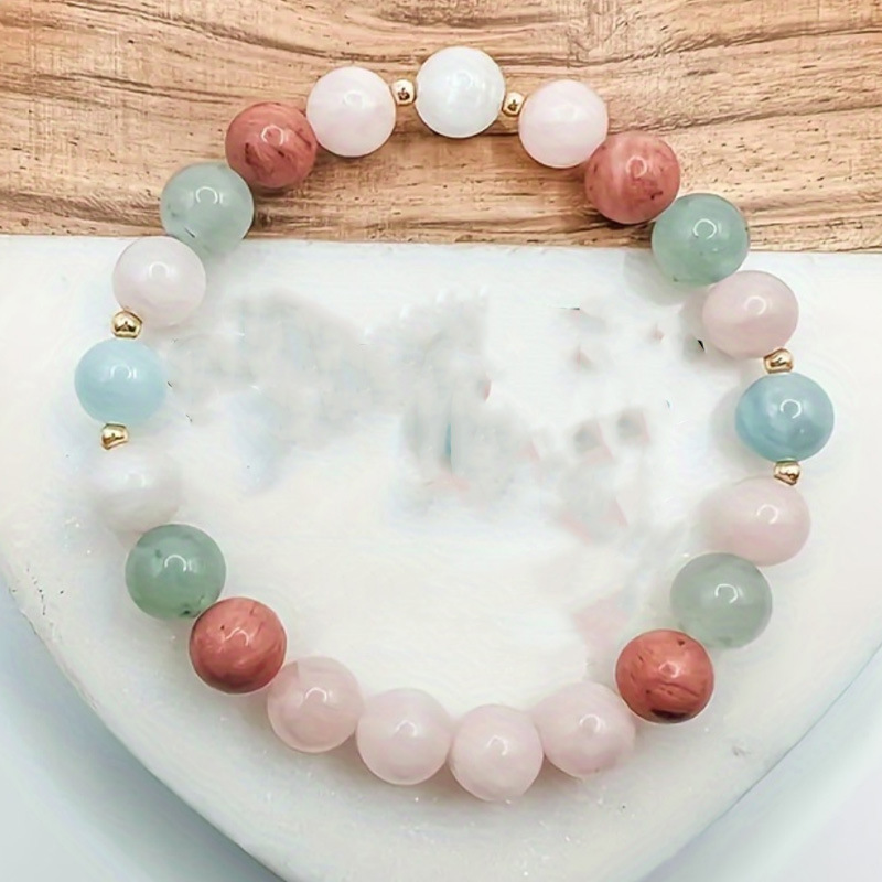 Pink crystal aquamarine green red wood grain