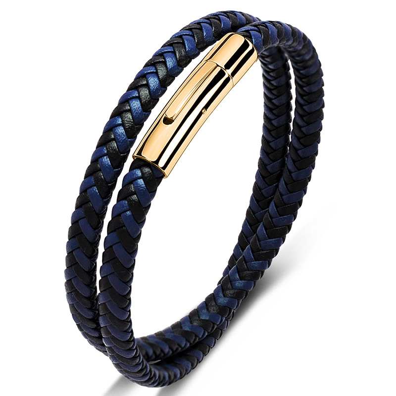 Blue and black leather [gold] Inner ring 165mm