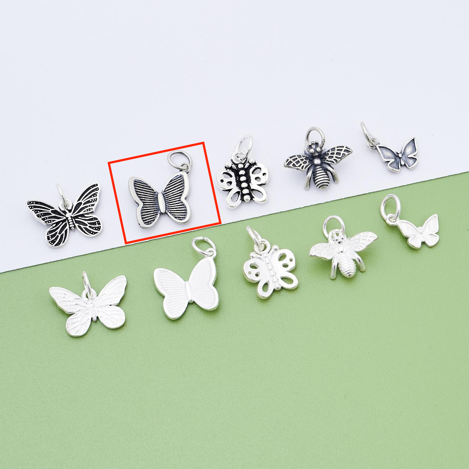 2. Striped Butterfly (Vintage - Black) -13.6x13.2mm