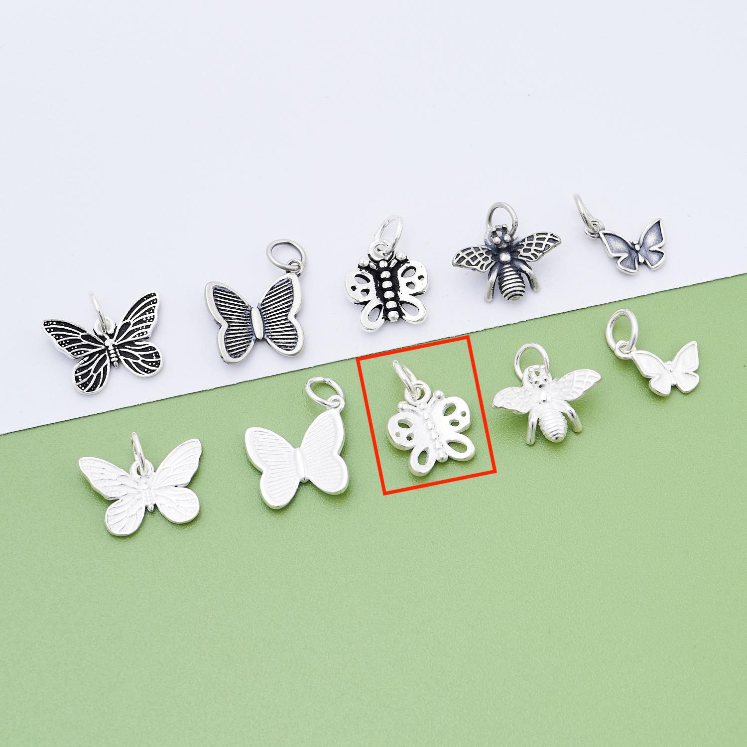 3. Hollow butterfly (plain silver - white) -11x12.2mm