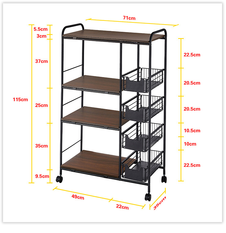 Type A five-storey trolley (Walnut)