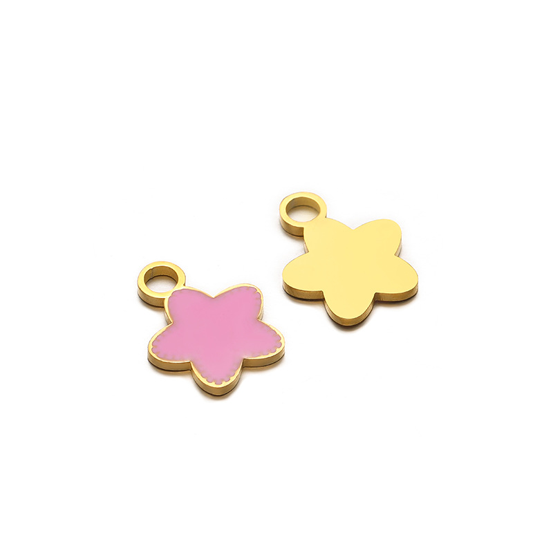 12mm wide golden 1.2mm thick flowers dripping oil pink