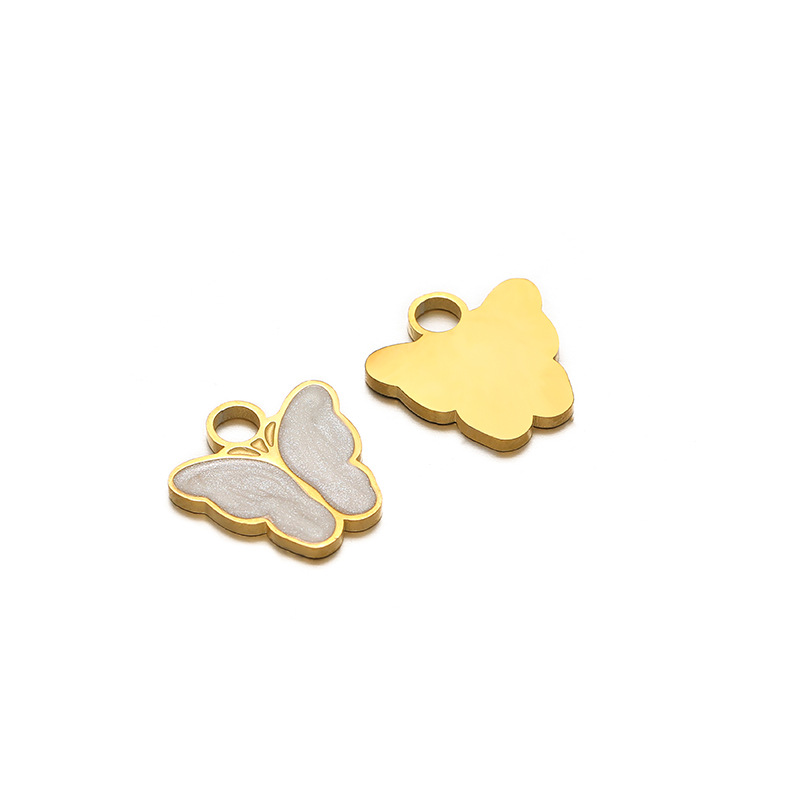 14mm wide gold 1.2mm thick butterfly dripping oil white