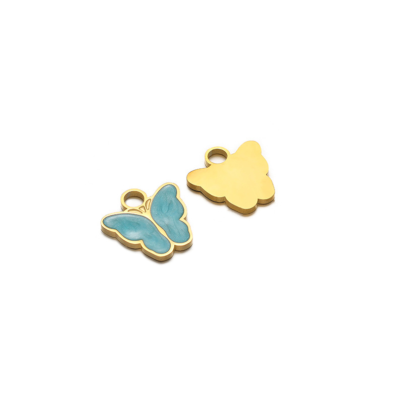 5:14mm wide gold 1.2mm thick butterfly dripping oil blue