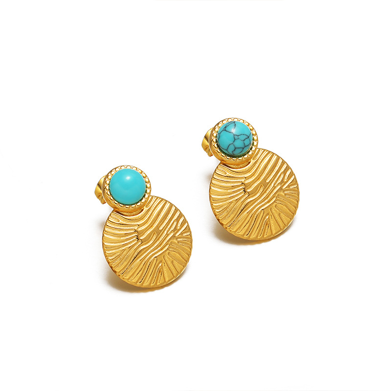 15mm striped disc turquoise gold