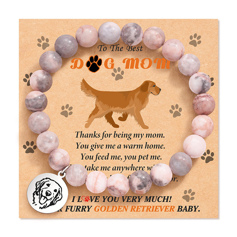 Pink Zebra puppy pendant Brown dog card