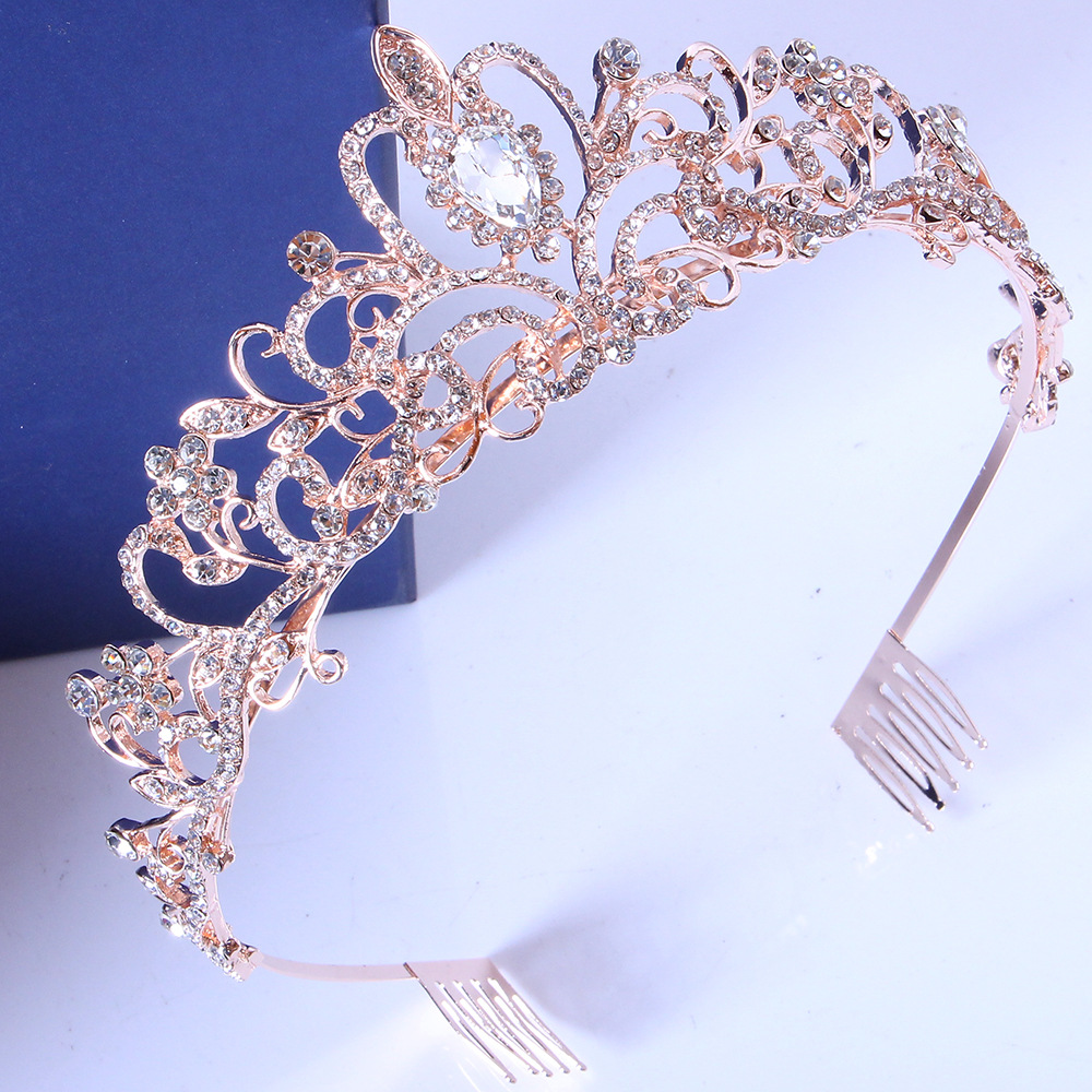 6:Rose gold white diamond hair comb