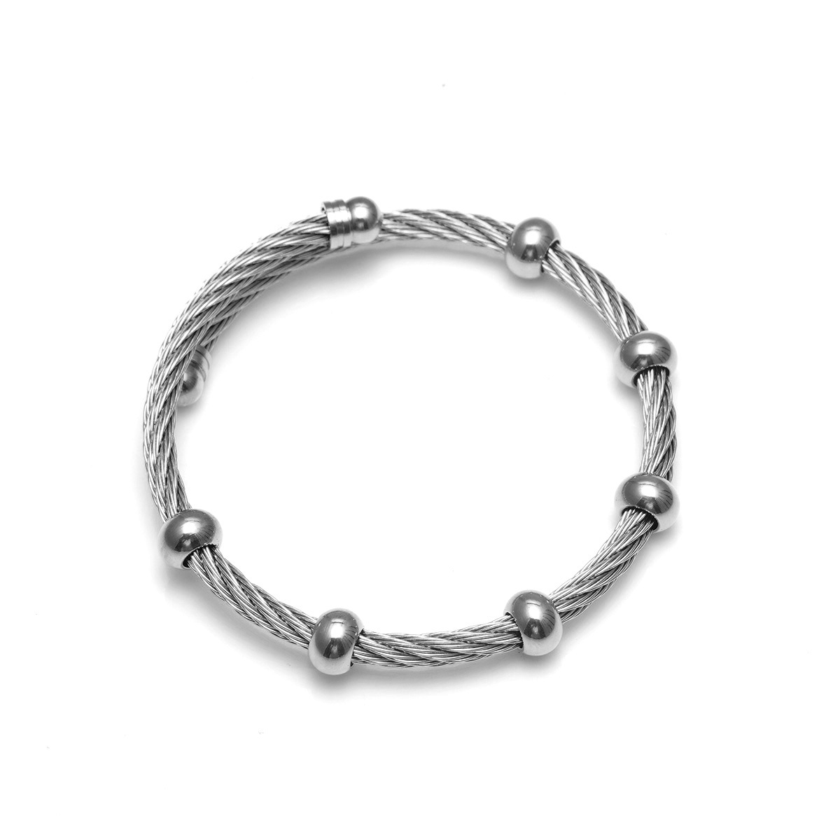 2:Steel colored sub-wire opening bracelet