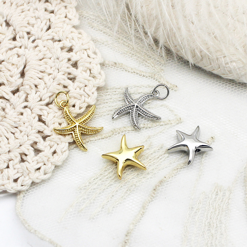 18-karat gold-threaded starfish 15 by 15 mm