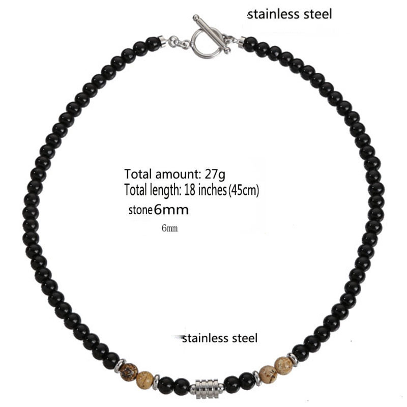 6MM bright black stainless steel necklace