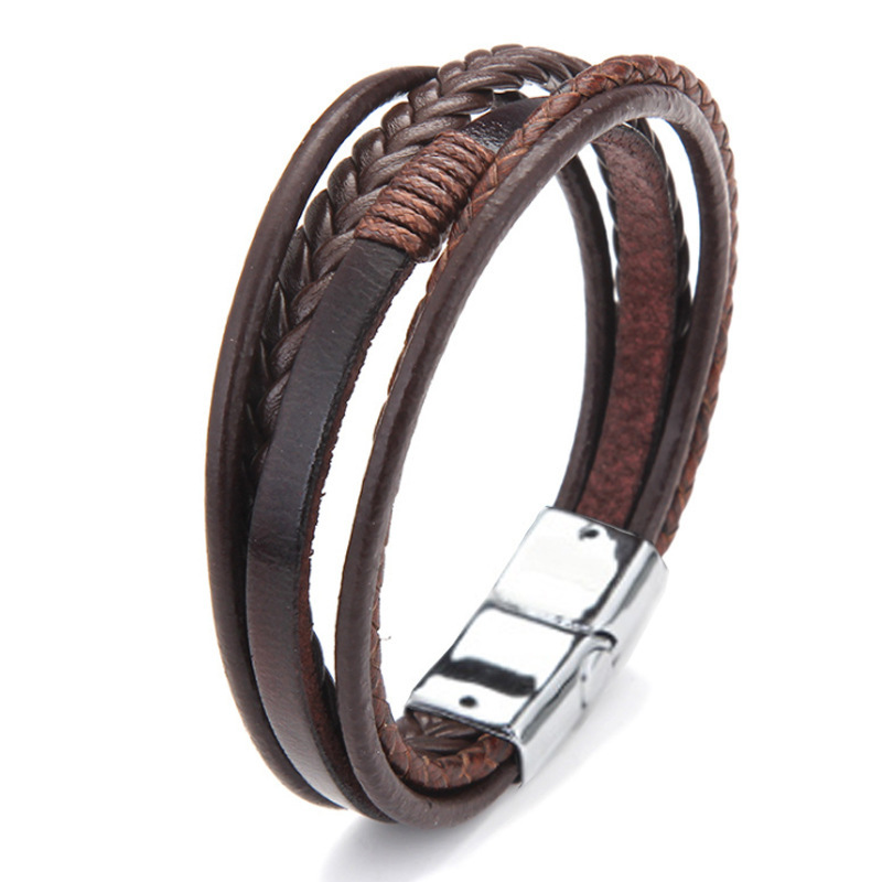 Brown leather silver B