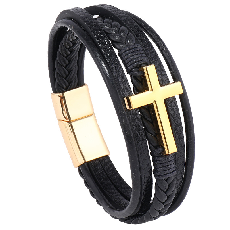 Black leather gold accessories