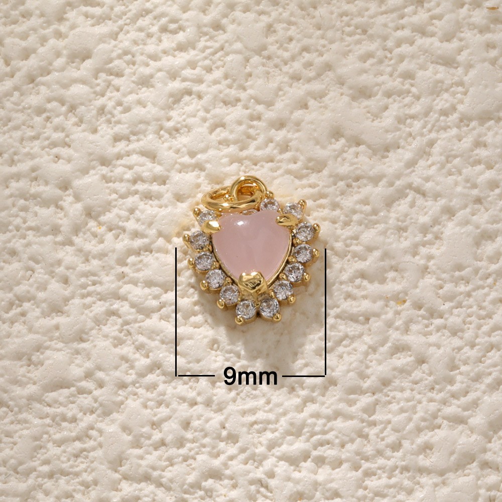 Pink crystal heart zircon pendant