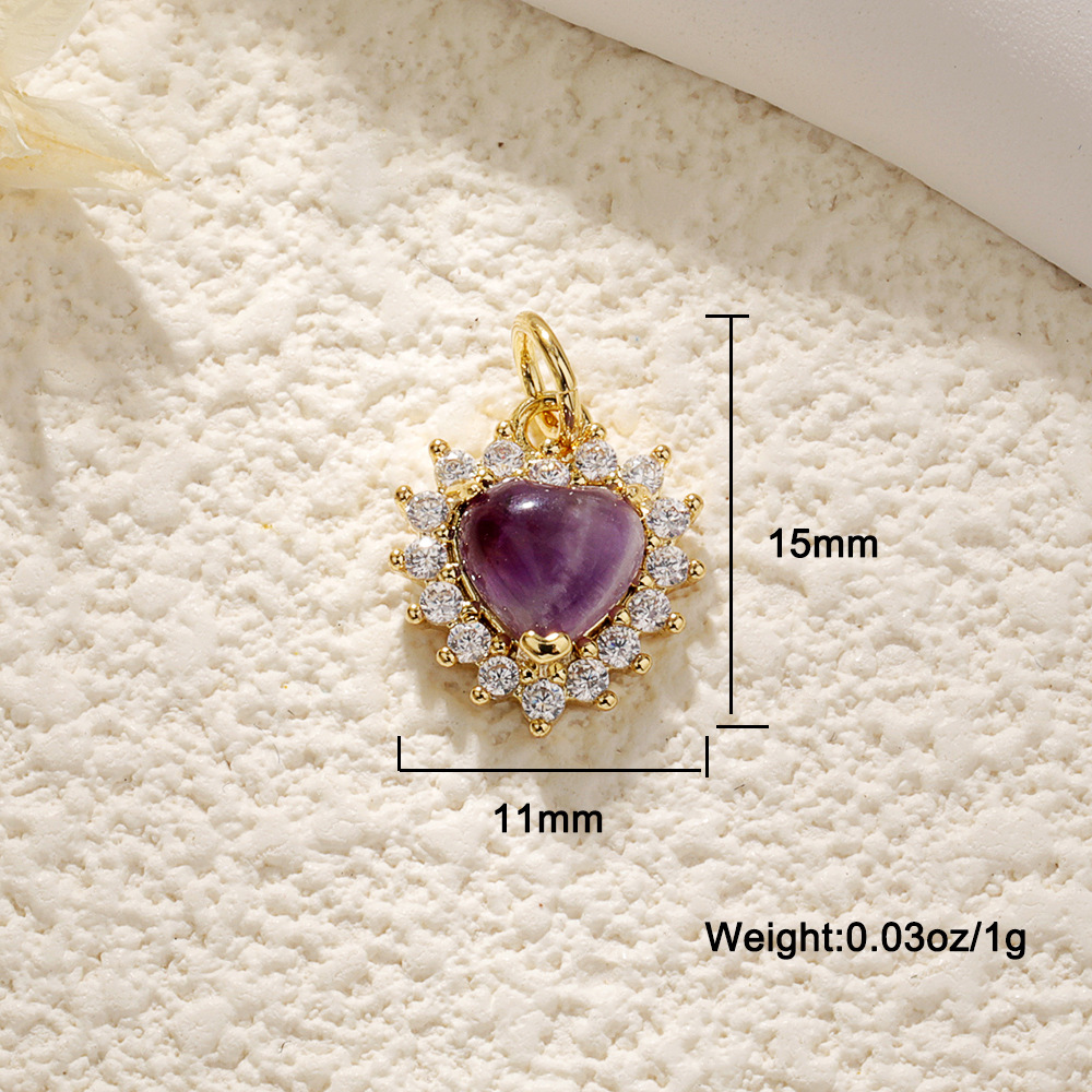 Amethyst heart zircon pendant