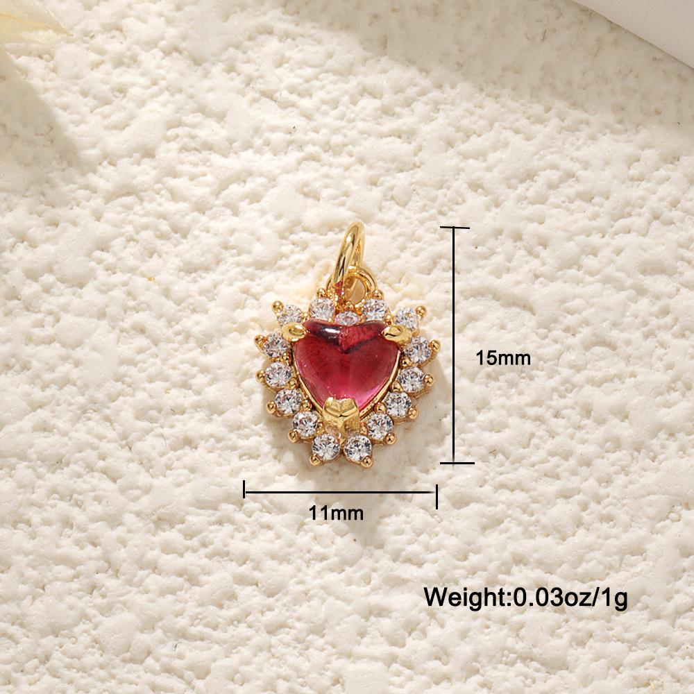 2:Strawberry Crystal Heart Zircon Pendant