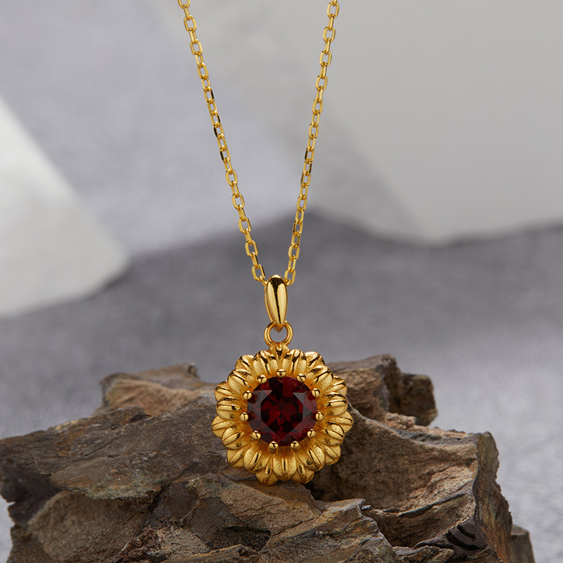 9 Garnet necklace 38cm with 6cm extender chain