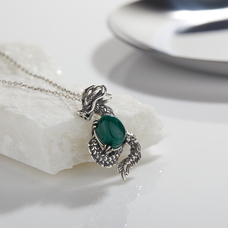 B Malachite necklace 45cm with 5cm extender chain