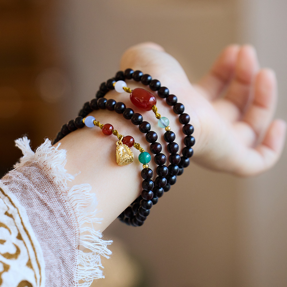 6MM small leaf rosewood 108 woven bracelet hanging no phase Buddha