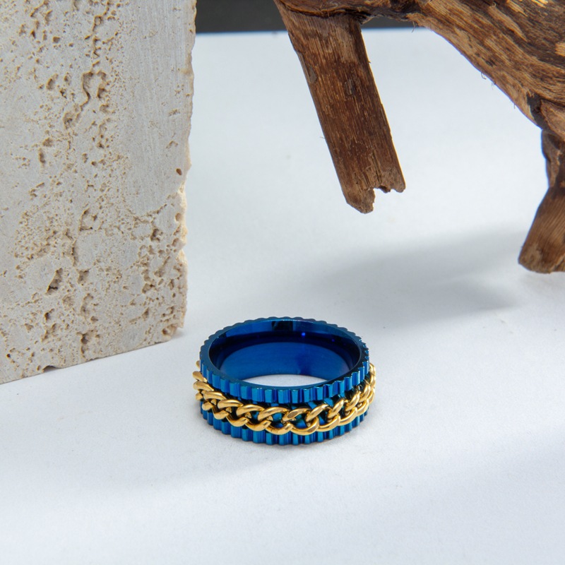 Blue Ring   Gold Chain