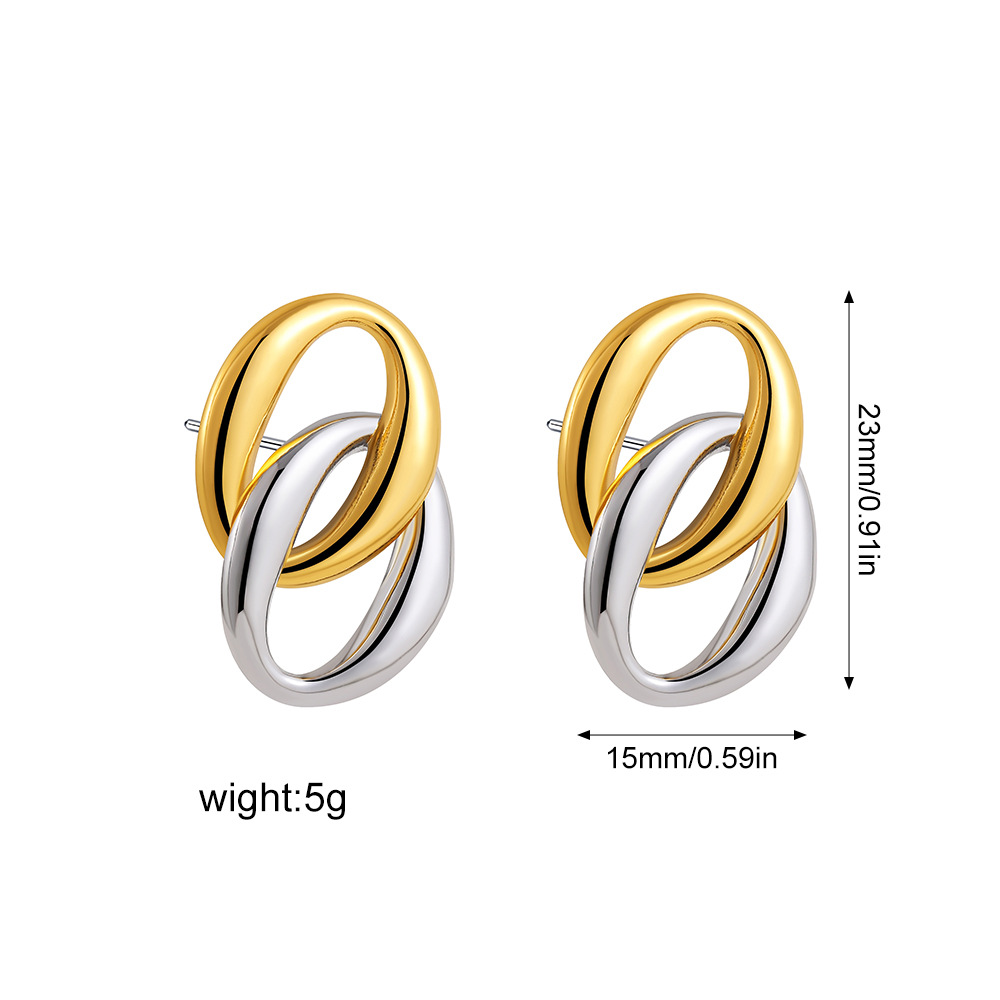 23mm Gold and silver elliptical double ring