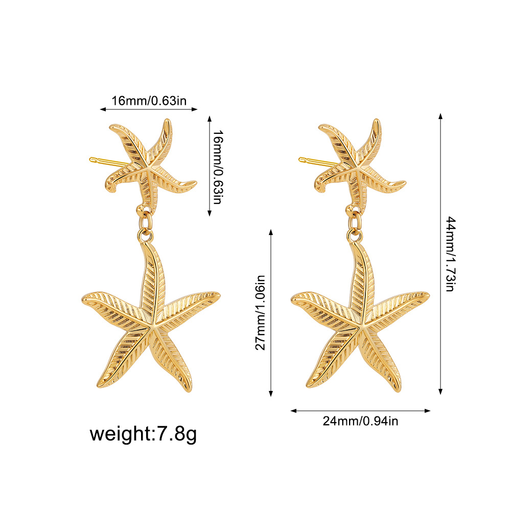 Double starfish pendant earrings