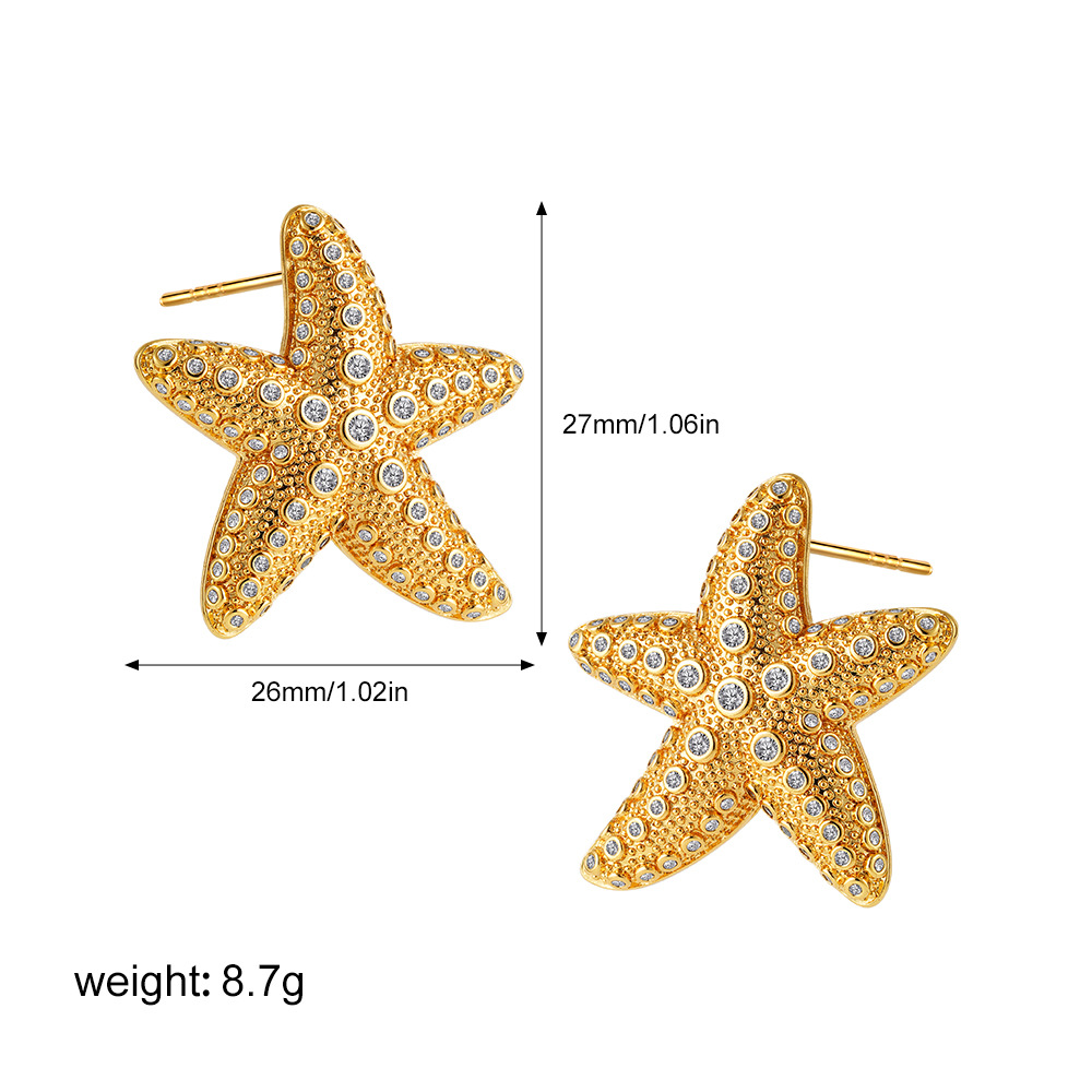 3:Starfish zircon earrings