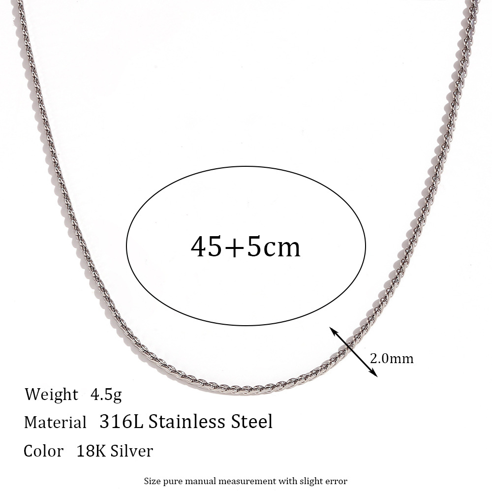 1.8mm S chain - Steel necklace -45cm+5cm