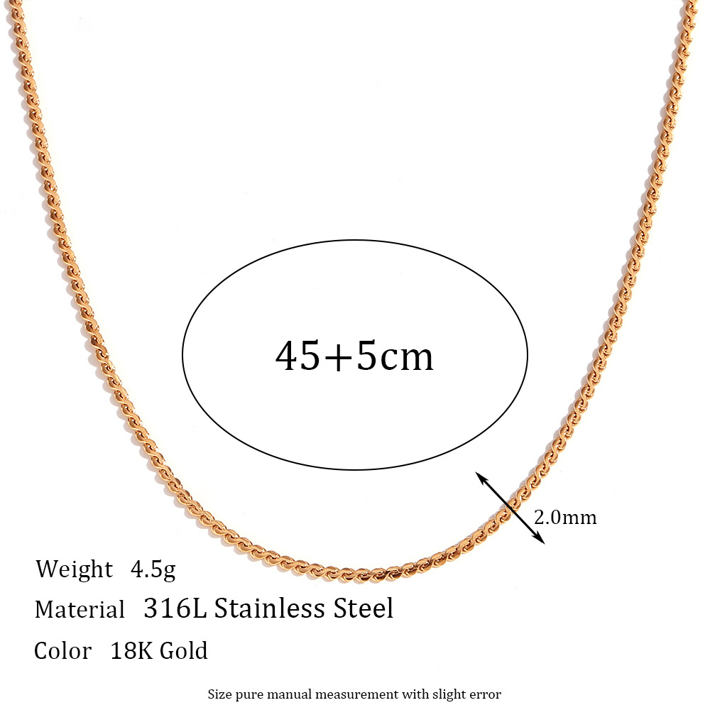 1.8mm S chain - Gold necklace -45cm+5cm