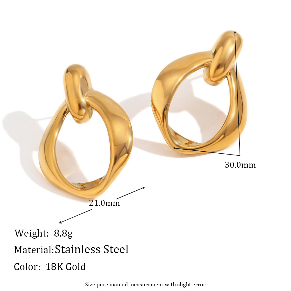 5:Simple hollow O Ring stud earrings - Gold