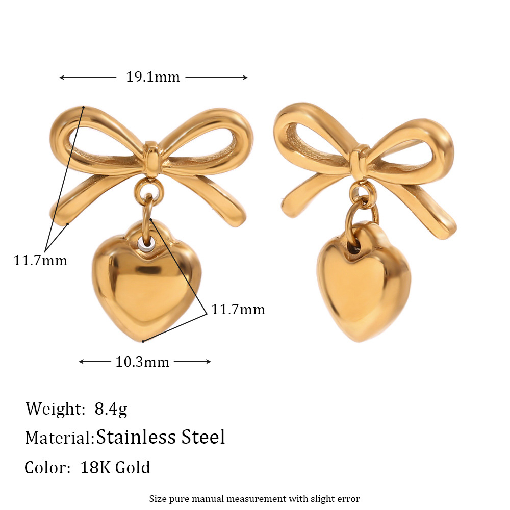 15:Love stud earrings with Bow - Gold