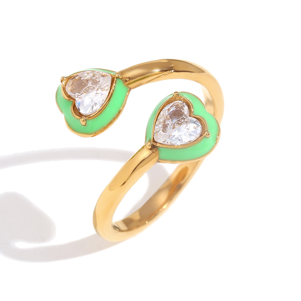 Open ring - gold - green